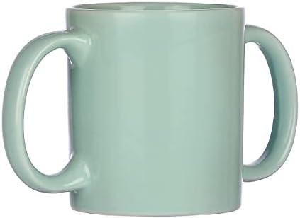 HealthGoodsIn Dual Handle Mug (Double Grip Mug) to Aid Tremors, MICROWAVE SAFE, 11.83 US Fl. Oz. (350 Ml) - Mint Green Color