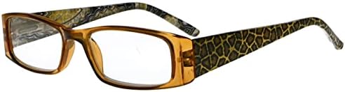 Eyekepper 5-Pack Spring Hinges Tiger Patterned Temples Rectangular Reading Glasses Readers Brown +2.75