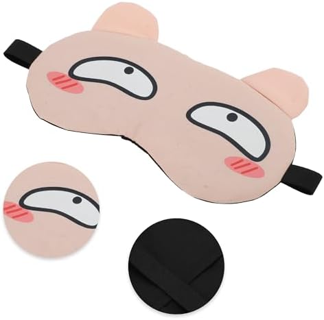 VOCOSTE Soft Cartoon Smug Expression Sleep Mask Pink Eye Shade Cover for Travel 1 Pc