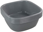 Idotry 4-Pack Baby Small Wash Basin, Gray Plastic Square Dish Pan, 8 Quart