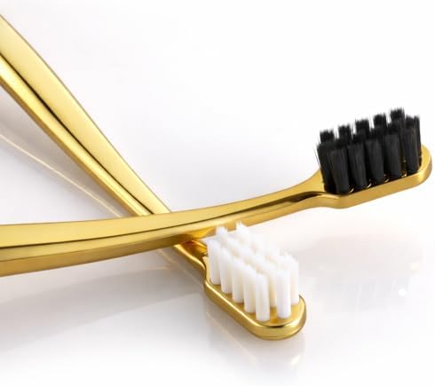 JoyMax Gold Edition Toothbrush Set (4 Pack) Luxury Dense Soft Bristles, Premium Gold Handle, 3200+ Bristles