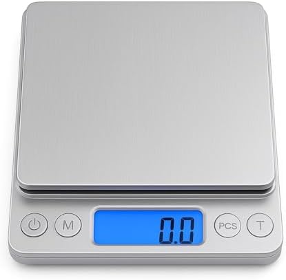 High Precision Digital Kitchen Scale 3kg / 0.1g – Food Scale for Baking, Cooking & Meal Prep – Slim Stainless Steel Design with Tare Function, Backlit LCD, Easy Clean Surface