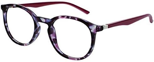 OPULIZE MET Blue Light Blocking Reading Glasses for Women Men, Slim Round Frame with Scratch Resistant and Spring Hinges, Computer Glasses with Anti-Reflective, Purple,Clear +1.5 (Pack of 2)