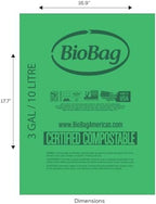 3 Gallon Compostable Food Scrap Bags by BioBag, 100 Count, BPI Certified, Meets ASTM D6400 Standards, Made in USA, Kitchen Trash Bin Liners