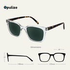 OPULIZE KOI Reading Sunglasses for Women Men,Scratch Resistant Large Rectangular frame with Spring Hinges Tinted lens UV400, Clear +3.5 (Pack of 1)