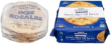 Ines Rosales Original Sweet Olive Oil Tortas ( Pack of 2) (Tortas de Aceite Originales) 6.34 Oz (180 g) pack, contains six Fine Mediterranean Crisps (Tortas) individually wrapped