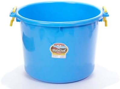 Little Giant® Plastic Muck Tub | Durable & Versatile Utility Bucket with Handles | Muck Bucket | Durable Handles | 70 Quart | Berry Blue