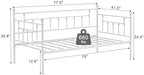 VECELO Twin Size Daybed Frame Metal Steel Slat Support with Headboard Sofa Bed Platform for Living Room, Guest Room, Easy Assembly, White