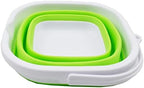 SAMMART 2.6L (0.68 Gallon) Super Mini Sqare Collapsible Plastic Bucket - Foldable Square Tub - Portable Fishing Water Pail - Space Saving Outdoor Waterpot (White/Grass Green)