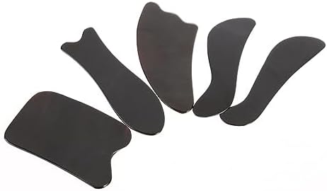 5pcs Natural Buffalo Horn Gua Board Set for Body Face Massage Multi- Scraping Tools to Promote Blood Circulation and Relax Muscles