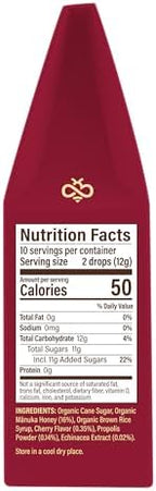 Wedderspoon Organic Manuka Honey Drops, Cherry, Bee Propolis & Echinacea, 20 Count, USDA Organic, Genuine New Zealand Honey, Natural Remedy for Dry Throat