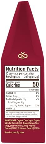 Wedderspoon Organic Manuka Honey Drops, Cherry, Bee Propolis & Echinacea, 20 Count, USDA Organic, Genuine New Zealand Honey, Natural Remedy for Dry Throat
