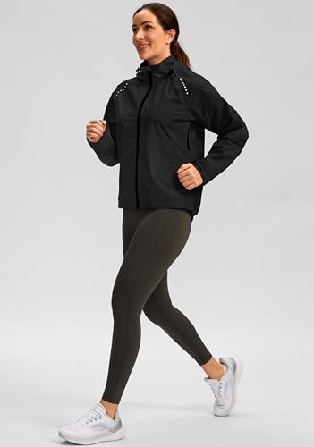 Bikewa Women's Cycling Rain Jackets Waterproof Windbreaker Lightweight Running Windproof Reflective Jacket Packable Hooded