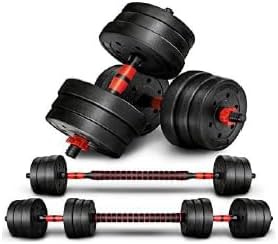 Mobiclinic® Fitness, Adjustable Dumbbell, 2 in 1, ExtenFit, 2-20kg, Includes Dumbbells and Padded Extension Bar, Non-Slip Nuts, Steel, Home Gym
