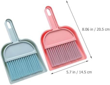 Mini Broom and Dustpan Set, Portable Hand Broom with Small Dustpan for Desktop Cleaning, Home Accessory for Office, Kitchen, and Indoor Use, 2 Sets (Blue Pink)