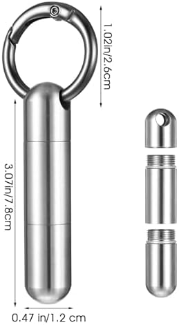Qianyu Small Keychain Pill Holder Stainless Steel Waterproof Container Tiny Portable Pill Case Organizer for Travel Purse Pocket Mental Box with Keyring for Outdoor Camping(2 Compartment)