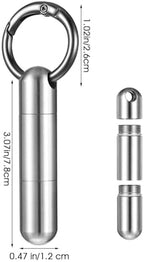 Qianyu Small Keychain Pill Holder Stainless Steel Waterproof Container Tiny Portable Pill Case Organizer for Travel Purse Pocket Mental Box with Keyring for Outdoor Camping(2 Compartment)