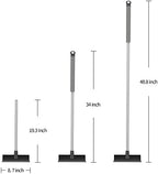 MR.SIGA Floor Scrub Brush with Long Handle, 2 in 1 Scrubber and Squeegee for Cleaning Bathroom, Patio, Garage, Wall, Tile with Stiff Bristles