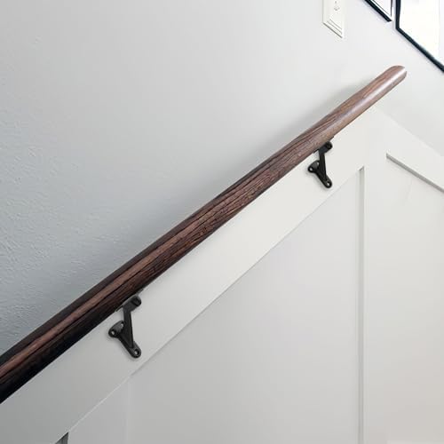 khtumeware 6 Pack 3 Inch Matte Black Hand Rail Bracket Heavy Duty Hardware for Stairways, Home or Office Stair Support Handrail Brackets