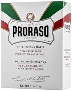 Proraso After Shave Balm - Oatmeal & Green Tea - Nourishing & Gentle Formula After Shave Cream for Sensitive Skin - Premium Italian Shaving for Men - 3.4oz