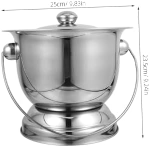 FRCOLOR Covered Adult Chamber Pot Sturdy Stainless Steel Spittoon Night Urinal for Elderly