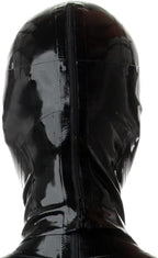 Black Rubber Mask Latex Hood with Red Trim Back Zipper Open Eyes Mouth Club Wear Costume