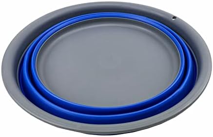 SAMMART 7.5L (1.98 Gallon) Collapsible Tub - Foldable Dish Tub - Portable Washing Basin - Space Saving Plastic Washtub (Grey/Purplish Blue)