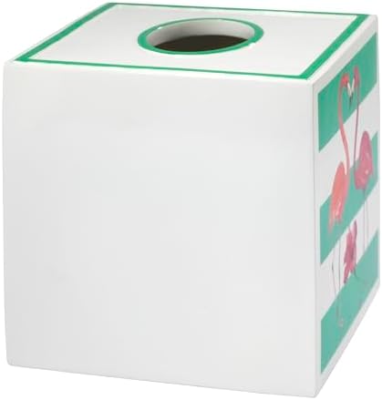 Avanti Linens - Tissue Box Cover, Decorative Countertop Accessories, Resin Home Decor (Flamingo Paradise Collection)