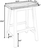 Set of 2 Wooden Kitchen Dining Chairs Backless Counter Stools for Kitchen Island Solid Wood Bar Stools with Footrest Walnut Finish Counter Height Stools 300 lbs Capacity
