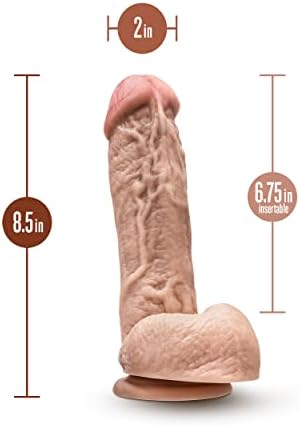 Blush Dr. Skin Mr. D 8.5" Realistic Dildo w/Balls, Handcrafted 2" Thick Penis, PVC Dong - Suction Cup, Harness Compatible, Lifelike Cock for Beginners Adult Sex Toy for Women, Men & Couples - (Beige)