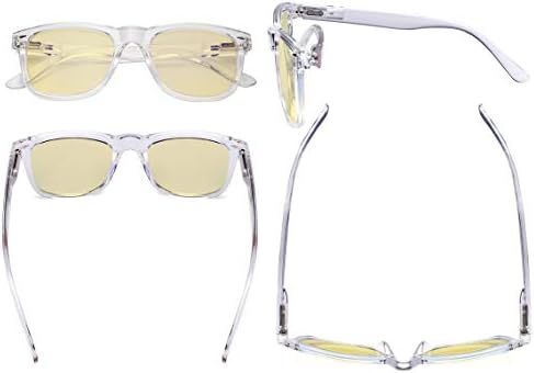 Eyekepper Blue Light Blocking Reading Glasses with Yellow Filter Lens - Square Large Lens Computer Readers
