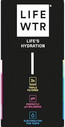 LIFEWTR Premium Purified Water, pH Balanced with Electrolytes, 100% recycled plastic bottles, 33.8 Fl Oz, 1L (Pack of 6)
