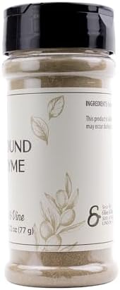 Olive & Vine Ground Thyme, Earthy & Aromatic, Seasoning for Roasts, Soups, and Stews, with Rich Tradition, Authentic Taste, For Global Recipes (2.72 Ounce)