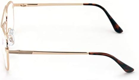 Bifocal Metal Tear Drop Reading Glasses - Big Lens Spring Hinge Square Reader - Clear lens