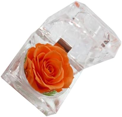 BESTonZON 1Pcs Preserved Eternity Rose Never Withered Rose for Valentines Day Birthday and Anniversary with Drawer Box (Orange)