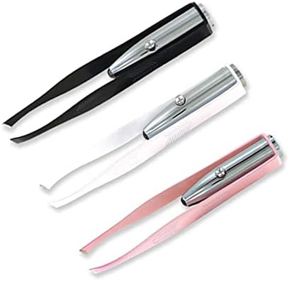 1st Choice 3 Stainless Steel Make Up LED Light Eyelash Eyebrow Hair Removal Lighted Tweezer