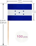 100 Pac Honduras Flag Honduran Toothpick Flags, Cocktail Picks Mini Stick Cupcake Toppers Country Picks Party Decoration Celebration Cocktail Food Bar Cake Flags
