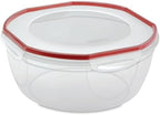 Sterilite Ultra-Seal 8.1 Qt Bowl, Large Airtight Food Storage Container, Latching Lid, Microwave and Dishwasher Safe, Clear With Red Gasket, 2-Pack