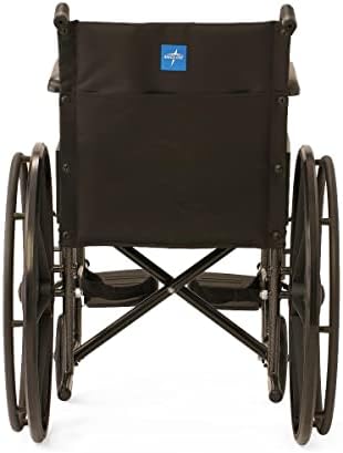 Medline Guardian K1 Basic Wheelchair with Full-Length Permanent arms and Swing-Away Leg Rests, 18"