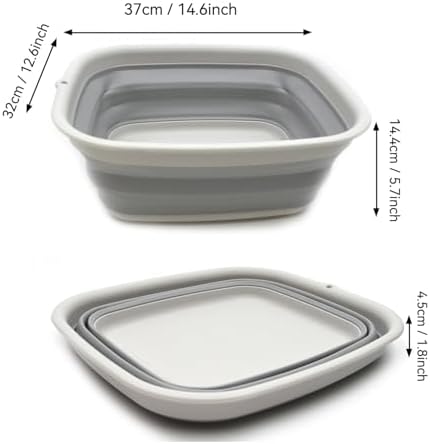SAMMART 9.45L (2.5 Gallon) Collapsible Tub - Foldable Dish Tub - Portable Washing Basin - Space Saving Plastic Washtub (Grey, M)
