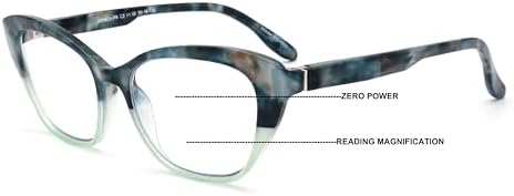 V.W.E. Women Cateye Progressive Clear Bifocal Reading glasses - No Line or Bubble - Zero Power on Top