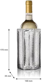 Vacu Vin Wine Cooler Sleeve – Silver – Flexible Wine Bottle Chiller – Reusable Ice Sleeve – Metallic Wine Accessory – Fits 750ml Bottles – Fast, Elegant Cooling for Any Occasion