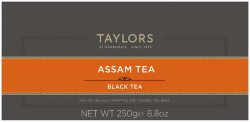 Taylors of Harrogate Assam, Black Tea, Individually Wrapped Bags, 100 Count (Pack of 1), Full-bodied, Satisfying & Malty, Caffeinated, Enjoy Hot or Iced, 100 Teabags