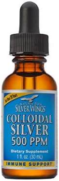 Natural Path Silver Wings Colloidal Silver 500PPM, Amber Brown Liquid Immune Support, 1 Fl Oz (Pack of 1)