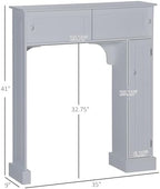 HOMCOM Over The Toilet Bathroom Cabinet, Freestanding Bathroom Storage Organizer with Adjustable Shelves, Toilet Rack, Gray