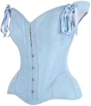 Daisy corsets Women's Daisy Corsets Top Drawer Light Blue Denim Steel Boned Corset W/Straps