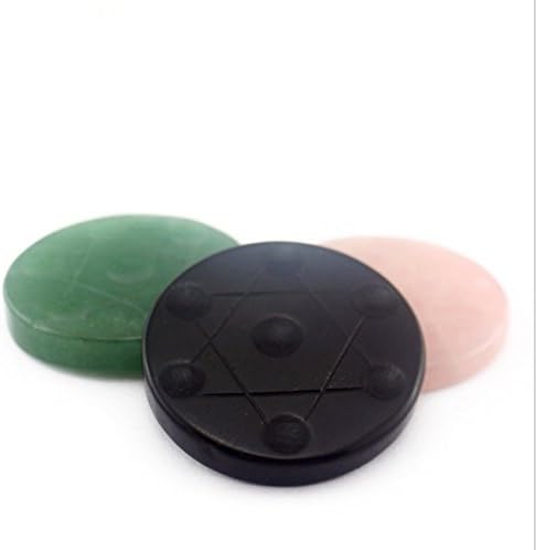 AITELEI Natural Black Obsidian 7 Chakra Star Array Sphere Ball Plate Crystal Mineral Stand Polished Gemstone Base