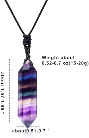 Apengshi Natural Healing Crystal Double Pointed Pendants Natural Crystal Quartz Necklace 6 Faceted Chakra Crystal Wand Energy Stone Necklace Pendant Meditation Balance Reiki Gifts