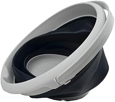 SAMMART 8.5L (2.2 Gallon) Collapsible Plastic Bucket - Foldable Round Tub - Portable Fishing Water Pail - Space Saving Outdoor Waterpot. Size 31cm Dia (Grey/Black (Set of 2))