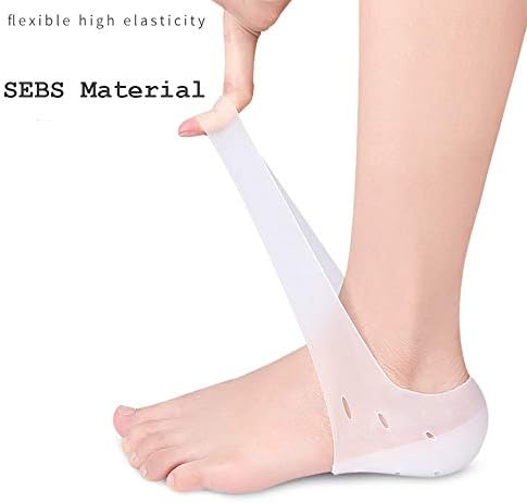 Dr.Pedi Invisible Height Increase Elevators Heels Cushion Insole - Heal Dry Cracked Heels & Protector, Arch & Men’s Size Support, White, 2 cm